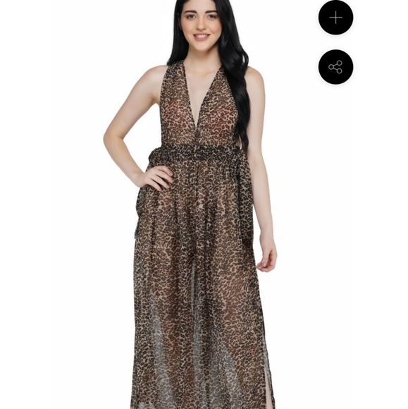 Animal Print Sheer Maxi Dress  Medium - Picture 2 of 9